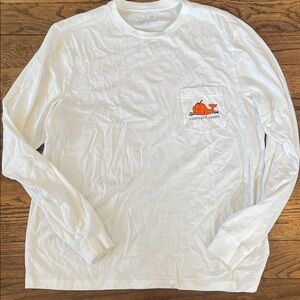 Vineyard Vines Halloween White Long Sleeve Tee with Orange Whale